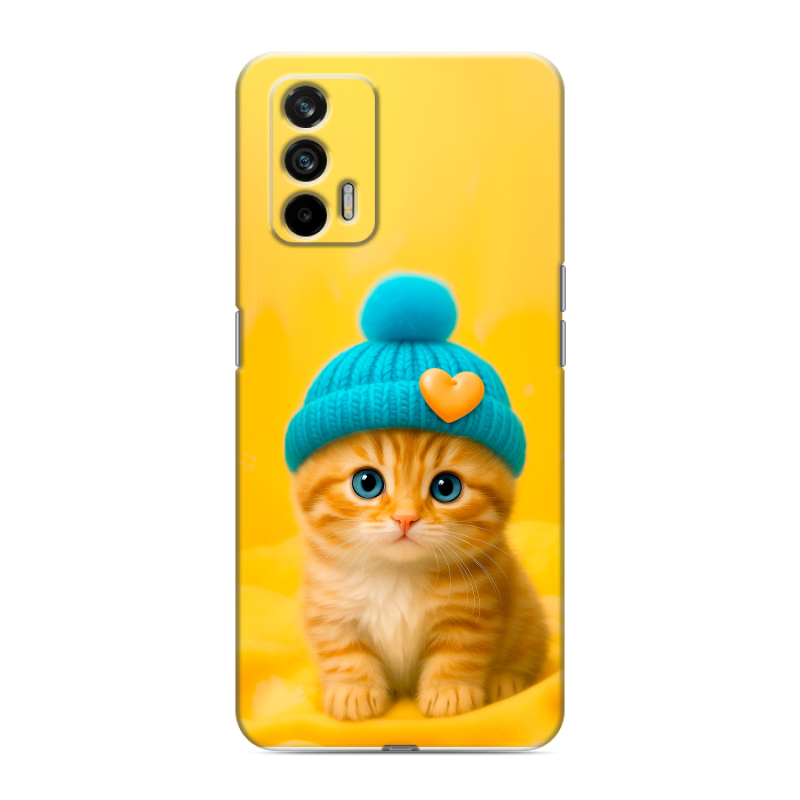 Силиконовый чехол на Realme GT с принтом Котенок в шапке Силиконовый чехол на Realme GT с принтом Котенок в шапке