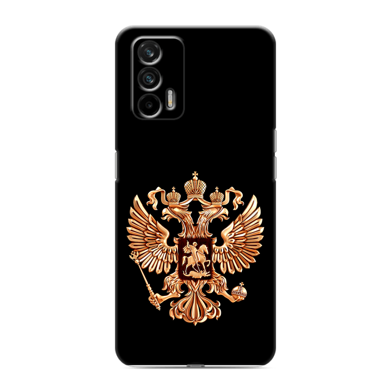 Силиконовый чехол на Realme GT с принтом Герб России золотой Силиконовый чехол на Realme GT с принтом Герб России золотой