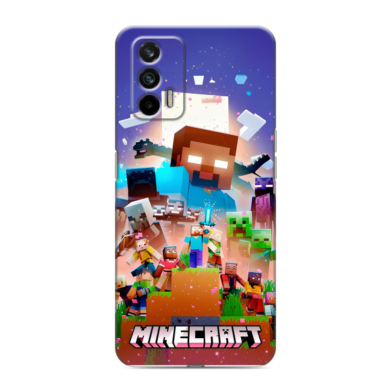 Силиконовый чехол на Realme GT с принтом Майнкрафт Minecraft Силиконовый чехол на Realme GT с принтом Майнкрафт Minecraft