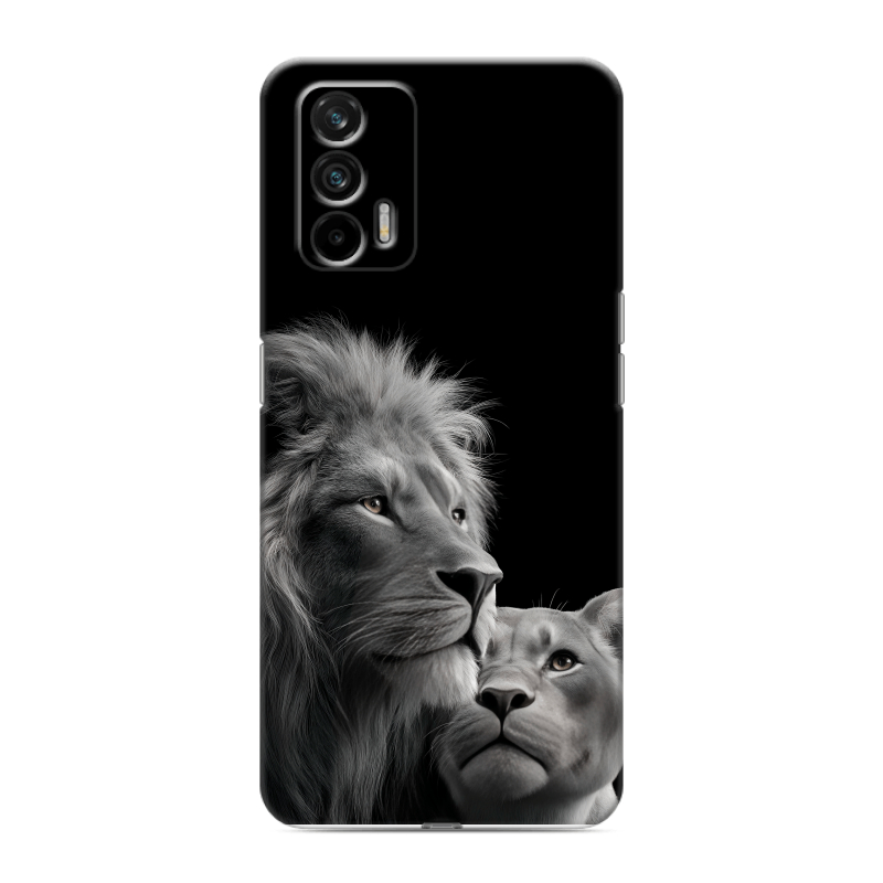 Силиконовый чехол на Realme GT с принтом Лев кошки Силиконовый чехол на Realme GT с принтом Лев кошки