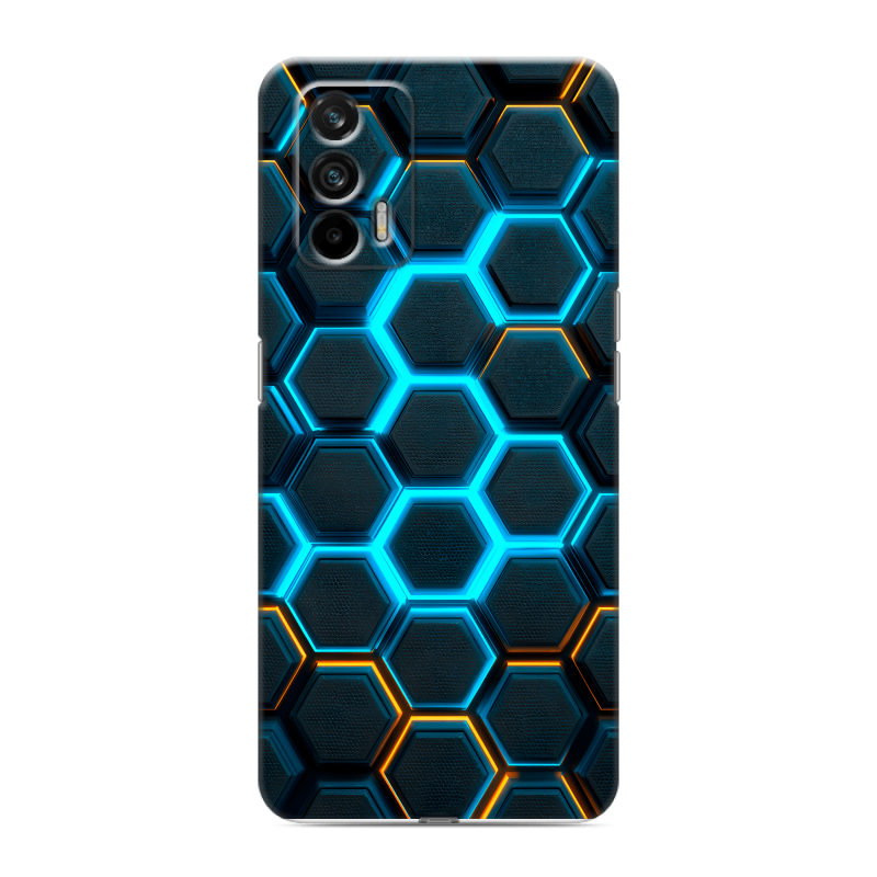 Силиконовый чехол на Realme GT с принтом Неоновые соты Силиконовый чехол на Realme GT с принтом Неоновые соты