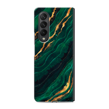 Пластиковый чехол на Samsung Galaxy Z Fold 3 с принтом Мрамор зеленое золото Пластиковый чехол на Samsung Galaxy Z Fold 3 с принтом Мрамор зеленое золото