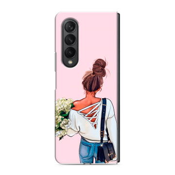 Пластиковый чехол на Samsung Galaxy Z Fold 3 с принтом Девушка и букет Пластиковый чехол на Samsung Galaxy Z Fold 3 с принтом Девушка и букет