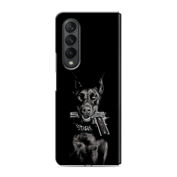 Пластиковый чехол на Samsung Galaxy Z Fold 3 с принтом Доберман и пистолет Пластиковый чехол на Samsung Galaxy Z Fold 3 с принтом Доберман и пистолет