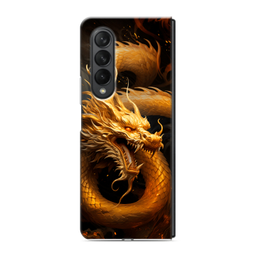 Пластиковый чехол на Samsung Galaxy Z Fold 3 с принтом Золотой дракон Пластиковый чехол на Samsung Galaxy Z Fold 3 с принтом Золотой дракон
