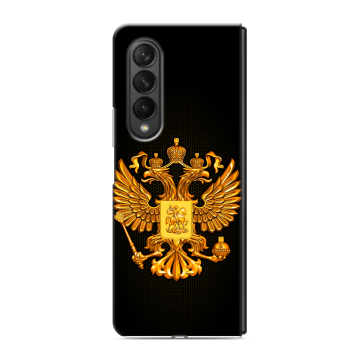 Пластиковый чехол на Samsung Galaxy Z Fold 3 с принтом Герб России желтый Пластиковый чехол на Samsung Galaxy Z Fold 3 с принтом Герб России желтый