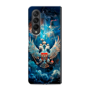 Пластиковый чехол на Samsung Galaxy Z Fold 3 с принтом Герб флаг России Пластиковый чехол на Samsung Galaxy Z Fold 3 с принтом Герб флаг России