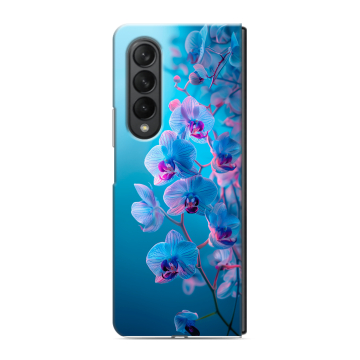 Пластиковый чехол на Samsung Galaxy Z Fold 3 с принтом голубые орхидеи Пластиковый чехол на Samsung Galaxy Z Fold 3 с принтом голубые орхидеи