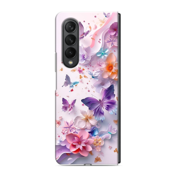 Пластиковый чехол на Samsung Galaxy Z Fold 3 с принтом цветы бабочки