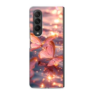 Пластиковый чехол на Samsung Galaxy Z Fold 3 с принтом бабочки розовые Пластиковый чехол на Samsung Galaxy Z Fold 3 с принтом бабочки розовые