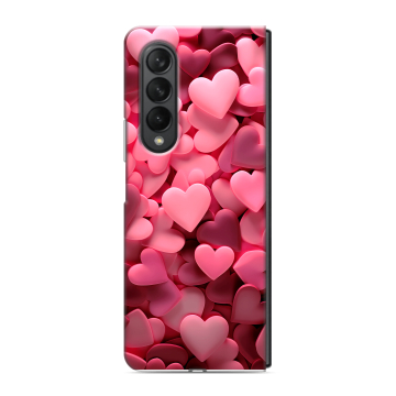 Пластиковый чехол на Samsung Galaxy Z Fold 3 с принтом розовые сердечки Пластиковый чехол на Samsung Galaxy Z Fold 3 с принтом розовые сердечки
