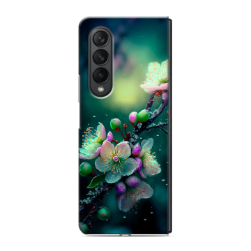 Пластиковый чехол на Samsung Galaxy Z Fold 3 с принтом Цветы и мрамор