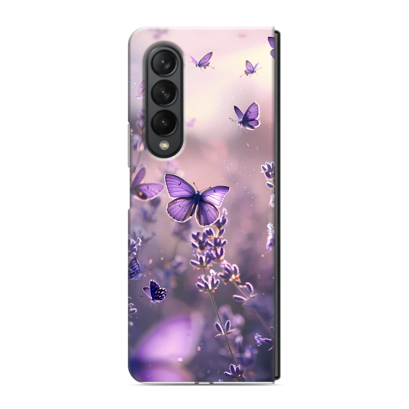 Пластиковый чехол на Samsung Galaxy Z Fold 3 с принтом бабочки и лаванда Пластиковый чехол на Samsung Galaxy Z Fold 3 с принтом бабочки и лаванда