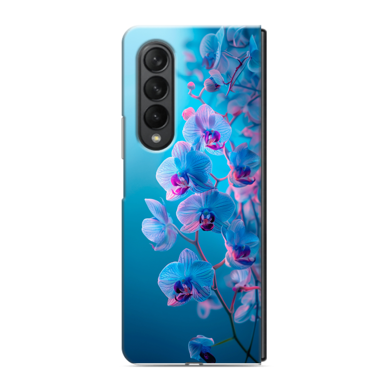 Пластиковый чехол на Samsung Galaxy Z Fold 3 с принтом голубые орхидеи Пластиковый чехол на Samsung Galaxy Z Fold 3 с принтом голубые орхидеи