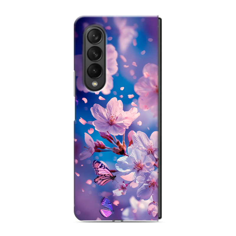 Пластиковый чехол на Samsung Galaxy Z Fold 3 с принтом цветы бабочки Пластиковый чехол на Samsung Galaxy Z Fold 3 с принтом цветы бабочки