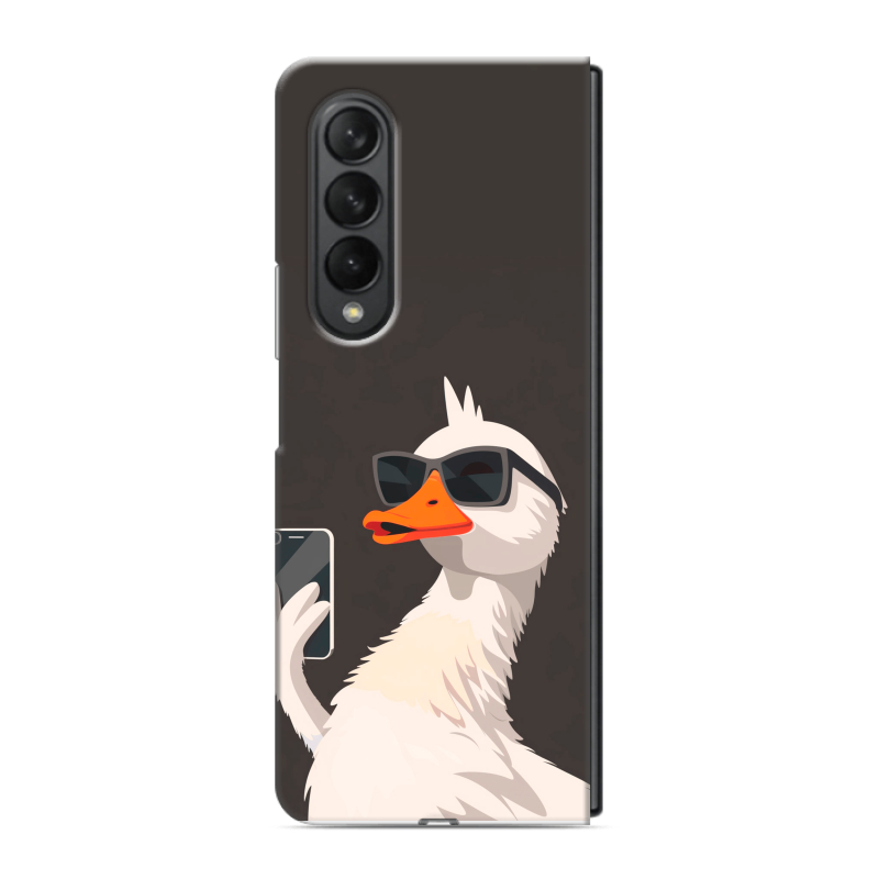Пластиковый чехол на Samsung Galaxy Z Fold 3 с принтом утка в очках Пластиковый чехол на Samsung Galaxy Z Fold 3 с принтом утка в очках