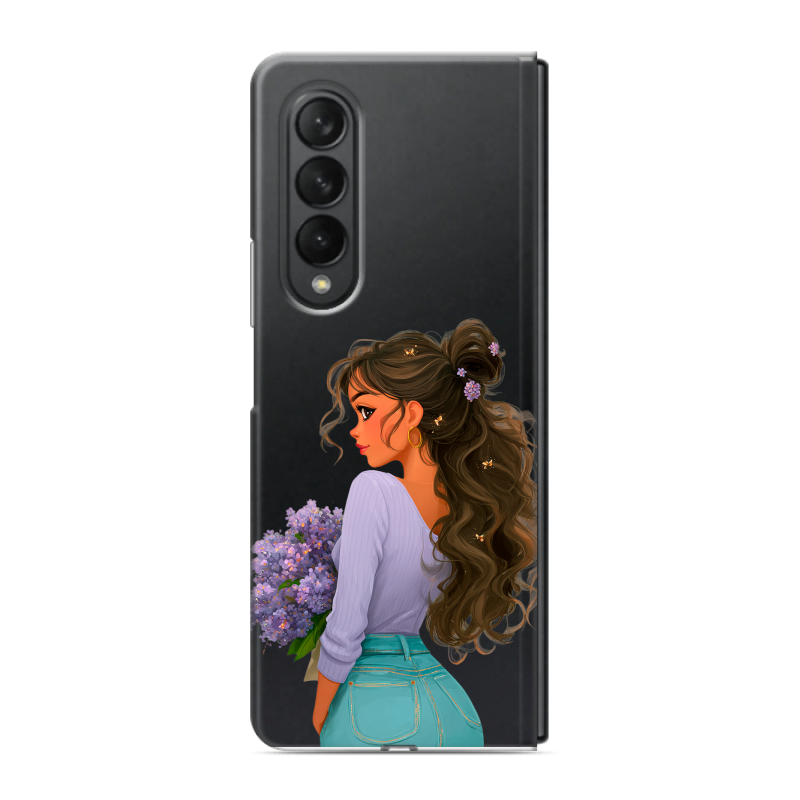 Пластиковый чехол на Samsung Galaxy Z Fold 3 с принтом девушка цветы Пластиковый чехол на Samsung Galaxy Z Fold 3 с принтом девушка цветы