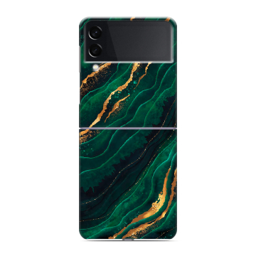 Пластиковый чехол на Samsung Galaxy Z Flip 3 с принтом Мрамор зеленое золото Пластиковый чехол на Samsung Galaxy Z Flip 3 с принтом Мрамор зеленое золото