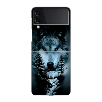 Пластиковый чехол на Samsung Galaxy Z Flip 3 с принтом Лесной волк Пластиковый чехол на Samsung Galaxy Z Flip 3 с принтом Лесной волк