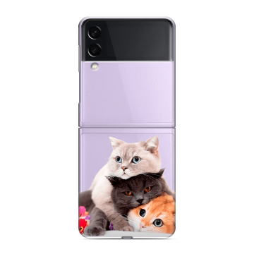 Пластиковый чехол на Samsung Galaxy Z Flip 3 с принтом Кошки Пластиковый чехол на Samsung Galaxy Z Flip 3 с принтом Кошки