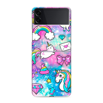 Пластиковый чехол на Samsung Galaxy Z Flip 3 с принтом Единороги Пластиковый чехол на Samsung Galaxy Z Flip 3 с принтом Единороги