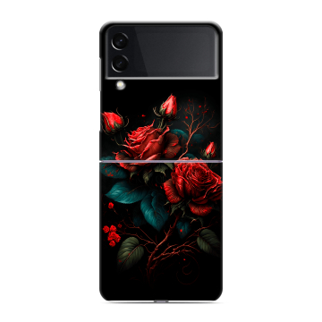 Пластиковый чехол на Samsung Galaxy Z Flip 3 с принтом Розы красные Пластиковый чехол на Samsung Galaxy Z Flip 3 с принтом Розы красные