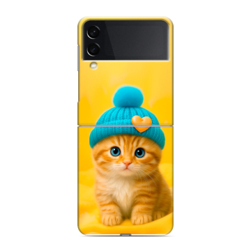 Пластиковый чехол на Samsung Galaxy Z Flip 3 с принтом Котенок в шапке Пластиковый чехол на Samsung Galaxy Z Flip 3 с принтом Котенок в шапке