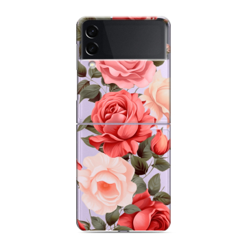 Пластиковый чехол на Samsung Galaxy Z Flip 3 с принтом Розы Пластиковый чехол на Samsung Galaxy Z Flip 3 с принтом Розы