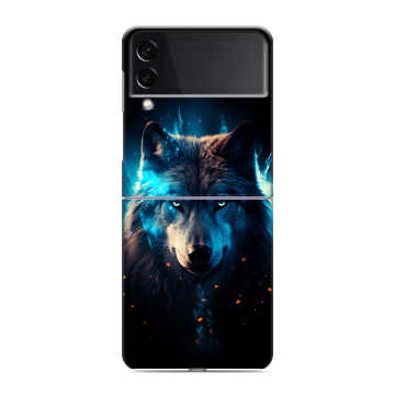 Пластиковый чехол на Samsung Galaxy Z Flip 3 с принтом Волк ночной Пластиковый чехол на Samsung Galaxy Z Flip 3 с принтом Волк ночной