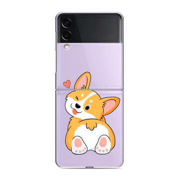 Пластиковый чехол на Samsung Galaxy Z Flip 3 с принтом Корги Пластиковый чехол на Samsung Galaxy Z Flip 3 с принтом Корги