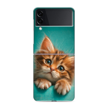 Пластиковый чехол на Samsung Galaxy Z Flip 3 с принтом котенок Пластиковый чехол на Samsung Galaxy Z Flip 3 с принтом котенок
