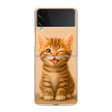 Пластиковый чехол на Samsung Galaxy Z Flip 3 с принтом котенок Пластиковый чехол на Samsung Galaxy Z Flip 3 с принтом котенок
