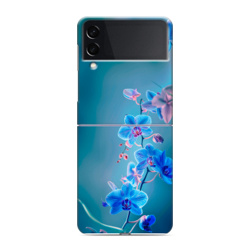 Пластиковый чехол на Samsung Galaxy Z Flip 3 с принтом Голубые цветы Пластиковый чехол на Samsung Galaxy Z Flip 3 с принтом Голубые цветы