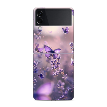 Пластиковый чехол на Samsung Galaxy Z Flip 3 с принтом бабочки и лаванда Пластиковый чехол на Samsung Galaxy Z Flip 3 с принтом бабочки и лаванда