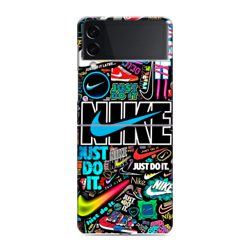 Пластиковый чехол на Samsung Galaxy Z Flip 3 с принтом найк nike черный