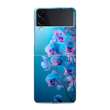 Пластиковый чехол на Samsung Galaxy Z Flip 3 с принтом голубые орхидеи Пластиковый чехол на Samsung Galaxy Z Flip 3 с принтом голубые орхидеи