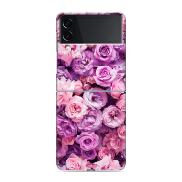 Пластиковый чехол на Samsung Galaxy Z Flip 3 с принтом лавандовые розы Пластиковый чехол на Samsung Galaxy Z Flip 3 с принтом лавандовые розы