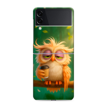 Пластиковый чехол на Samsung Galaxy Z Flip 3 с принтом сова Пластиковый чехол на Samsung Galaxy Z Flip 3 с принтом сова
