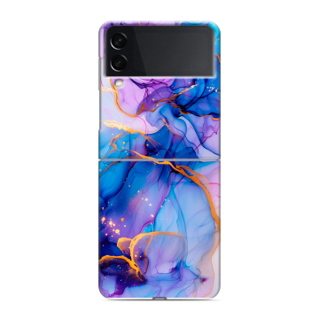 Пластиковый чехол на Samsung Galaxy Z Flip 3 с принтом синий мрамор Пластиковый чехол на Samsung Galaxy Z Flip 3 с принтом синий мрамор