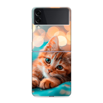 Пластиковый чехол на Samsung Galaxy Z Flip 3 с принтом котик Пластиковый чехол на Samsung Galaxy Z Flip 3 с принтом котик
