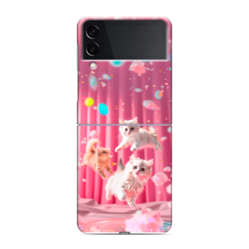 Пластиковый чехол на Samsung Galaxy Z Flip 3 с принтом милые котики Пластиковый чехол на Samsung Galaxy Z Flip 3 с принтом милые котики
