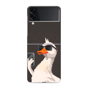 Пластиковый чехол на Samsung Galaxy Z Flip 3 с принтом утка в очках Пластиковый чехол на Samsung Galaxy Z Flip 3 с принтом утка в очках