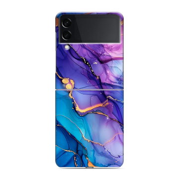Пластиковый чехол на Samsung Galaxy Z Flip 3 с принтом синий мрамор Пластиковый чехол на Samsung Galaxy Z Flip 3 с принтом синий мрамор