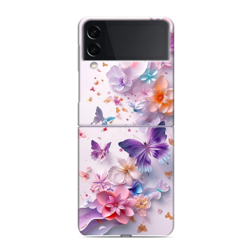 Пластиковый чехол на Samsung Galaxy Z Flip 3 с принтом цветы бабочки Пластиковый чехол на Samsung Galaxy Z Flip 3 с принтом цветы бабочки