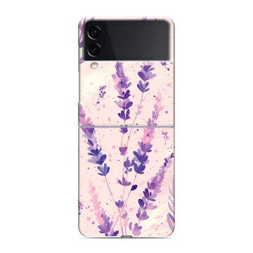 Пластиковый чехол на Samsung Galaxy Z Flip 3 с принтом цветы лаванда Пластиковый чехол на Samsung Galaxy Z Flip 3 с принтом цветы лаванда