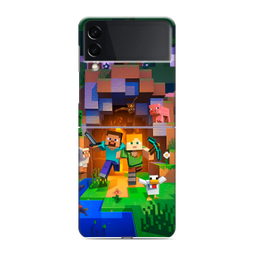 Пластиковый чехол на Samsung Galaxy Z Flip 3 с принтом Майнкрафт Minecraft