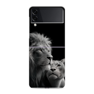 Пластиковый чехол на Samsung Galaxy Z Flip 3 с принтом Лев кошки Пластиковый чехол на Samsung Galaxy Z Flip 3 с принтом Лев кошки