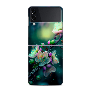 Пластиковый чехол на Samsung Galaxy Z Flip 3 с принтом Цветы и мрамор Пластиковый чехол на Samsung Galaxy Z Flip 3 с принтом Цветы и мрамор