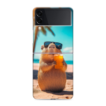 Пластиковый чехол на Samsung Galaxy Z Flip 3 с принтом Капибара Пластиковый чехол на Samsung Galaxy Z Flip 3 с принтом Капибара