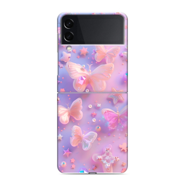 Пластиковый чехол на Samsung Galaxy Z Flip 3 с принтом Бабочки Пластиковый чехол на Samsung Galaxy Z Flip 3 с принтом Бабочки
